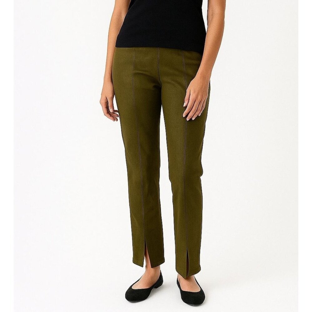 Avenues Filles Olive Green High -Waisted Pull-On  Suede Pants Women size M